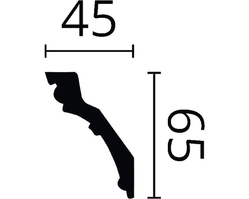 Afmetingen van een sierprofiel: 45 bij 65 millimeter