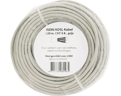 ISDN of ADSL kabelhaspel met circa 20 meter lengte, CAT-5 8-