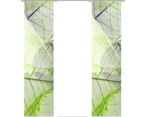 HOME FASHION Paneelgordijn Blattari groen 60x245 cm set van 3 Schuifgordijnen met bladerenprint voor raamdecoratie