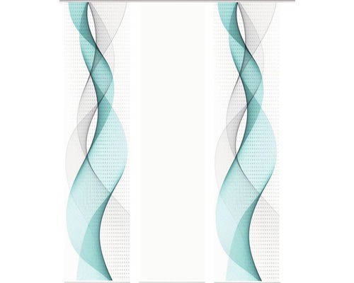 HOME FASHION Paneelgordijn Opalia wit blauw 60x245 cm set van 3 Grafisch patroon met golvende lijnen voor rolgordijnen