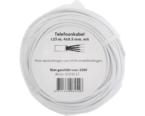 Telefoonkabel, circa 25 meter, 4x0,5 millimeter