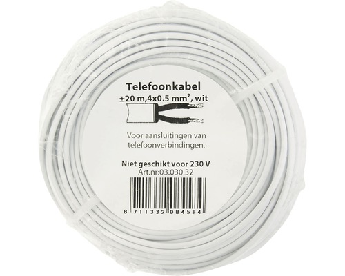 Telefoonkabel, 20 meter, 4x0,5 mm kwadraat