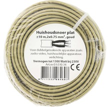 Opgerolde platte huishoudkabel van circa 10 meter, 2x0,75 mm²