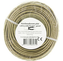 Plat huishoudsnoer, circa 20 meter, 2x0,75 mm², goud