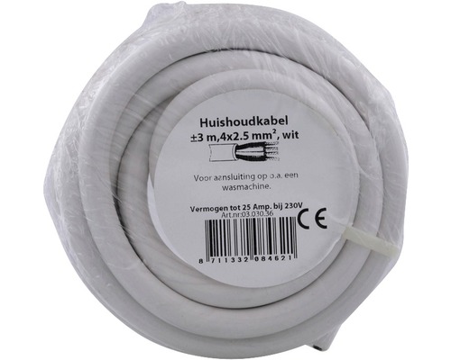 Huishoudkabel, circa 3 meter, 4x2,5 mm