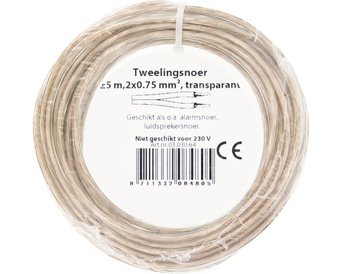 Transparante tweelingaderige kabel op een rol