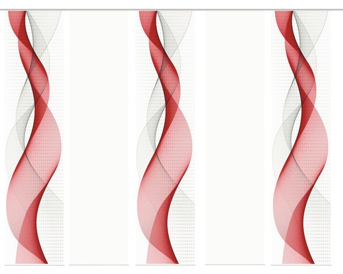 HOME FASHION Paneelgordijn Opalia wit rood 60x245 cm set van 5 Behang met abstract golfpatroon