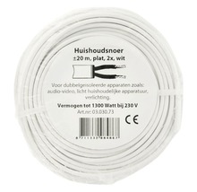 Huishoudsnoer, circa 20 meter, plat, dubbel