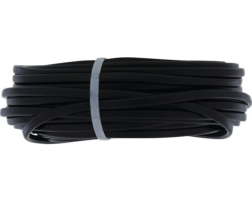 Zwarte platte afdichting opgerold en vastgezet met kabelbinder