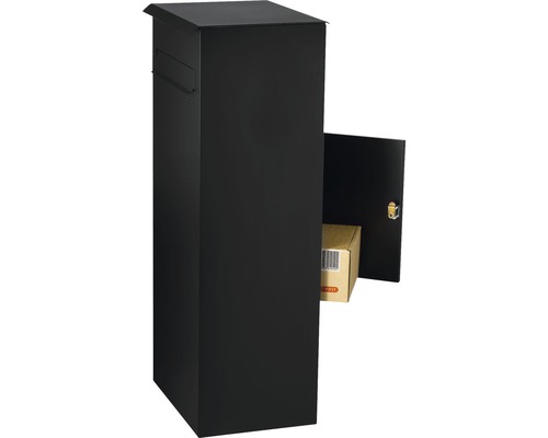 Zwarte pakketbrievenbus met pakket