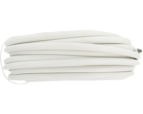 Opgedrolde witte elektrische kabel