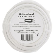Witte huishoudkabel, circa 10 meter, 3 x 0,75 millimeter
