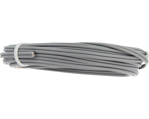 Grijze beldraad kabel opgerold