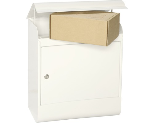 Witte pakketbrievenbus met pakket