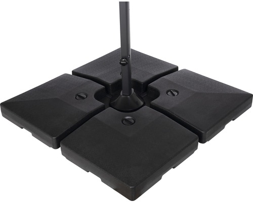 Vierkante parasolvoet van kunststof met vier platen