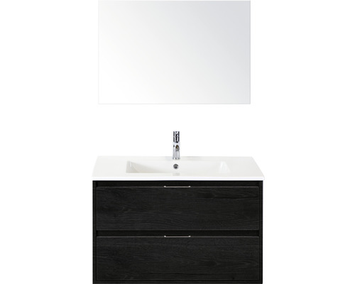 SANOX Badkamermeubelset Porto met spiegel en wastafel 91 cm black oak