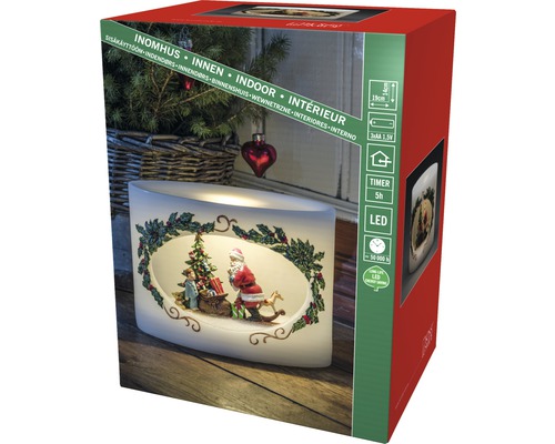 Verpakking van een LED-tafeldecoratie met kerstmotief