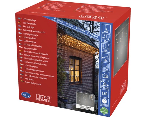 Verpakking van een Konst Smide LED ijspegelverlichting voor buiten met technische gegevens