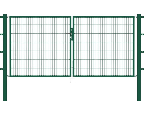 ALBERTS Dubbele poort Flexo dubbelstaafs Flexo 300 x 80 cm incl. palen 8 x 8 cm mosgroen