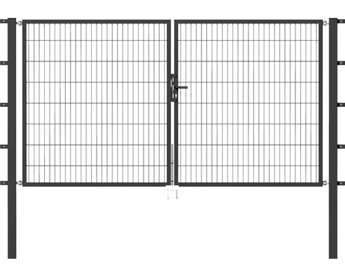 ALBERTS Dubbele poort Flexo dubbelstaafs Flexo 300 x 80 cm incl. palen 8 x 8 cm antraciet