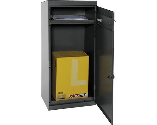 Open pakketbrievenbus met pakket en brieven