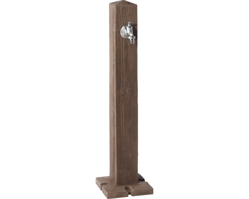 GARANTIA Waterzuil met kraan 13 x 13 x 100 cm, 19 mm (3/4") houtoptiek donker hout Tuinwaterzuil van hout met kraan