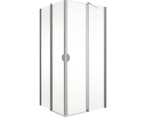 Hoekdouche met deur en transparant glas