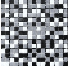 Mozaïektegel glas HBR001 grijs/wit/zwart 30,5x32,5 cm-thumb-0