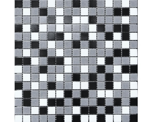 Mozaïektegel glas HBR001 grijs/wit/zwart 30,5x32,5 cm