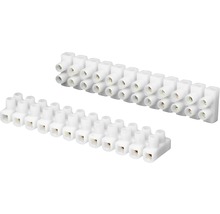 Twee witte kroonsteenstrips voor elektrische draadverbinding