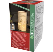 Verpakking van een batterijgevoede leddecoratie met timerfunctie en Merry Christmas-opschrift