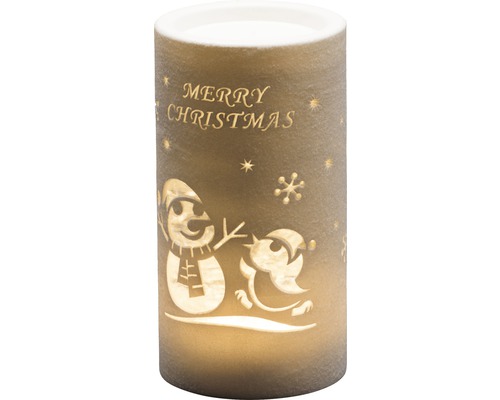 KONSTSMIDE Kerstverlichting LED lantaarn sneeuwpop op batterij lamp warmwit Decoratieve LED kaars met kerstmotief en de tekst ''Merry Christmas''