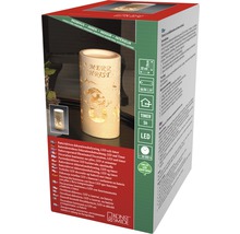 Verpakking van een batterijgevoede leddecoratie met timerfunctie en de tekst Merry Christmas