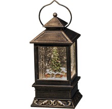 Decoratieve lantaarn met winterlandschap en kerstboom
