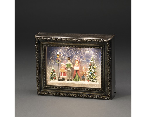 Decoratieve fotolijst met kerstscène en verlichting