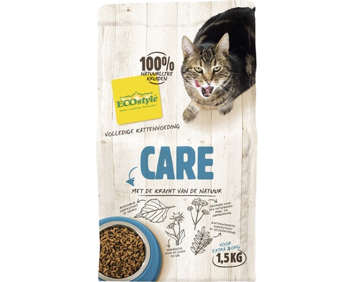 EcOstyle Care kattenvoer met natuurlijke kruiden in een verpakking van 1,5 kilogram