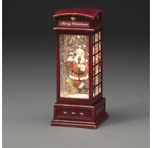 Decoratieve sneeuwbol in de vorm van een telefooncel met kerstmanmotief