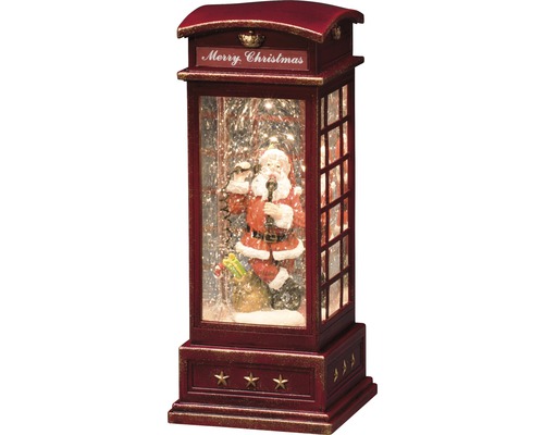 Decoratieve sneeuwbol in telefoonceldesign met kerstmanmotief