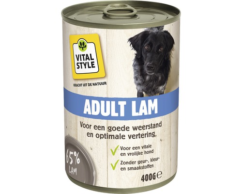 VITALSTYLE Hondenvoer ADULT LAM natvoer blik 400 gr Blik hondenvoer adult lam