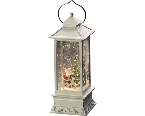 KONSTSMIDE Kerstverlichting LED kerstlantaarn kerstman met hond lampjes warmwit 10,5 x 10,5 x 25 cm Decoratieve lantaarn met kerstman, kerstboom en glitters