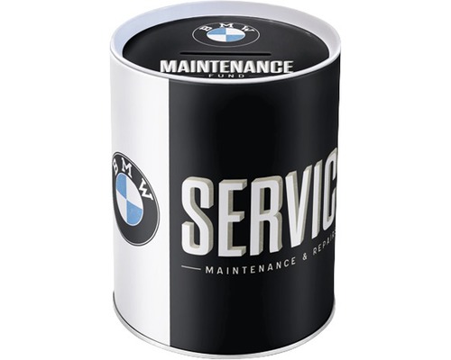 Spaarblik met BMW logo en tekst Service Maintenance Fund