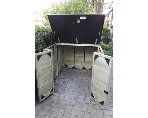 Geopende fietsenstalling van hout