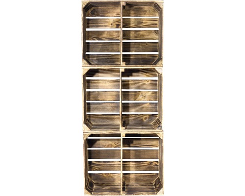 Stapel van drie houten stellingkisten