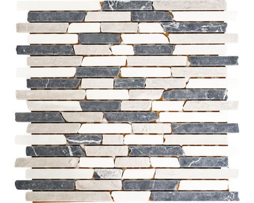 Mozaïektegel natuursteen Brick 1125 beige/grijs/wit mix 30,5x32,5 cm