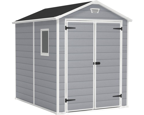 Tuinhuis met raam en dubbele deur voor het opbergen van tuingereedschap