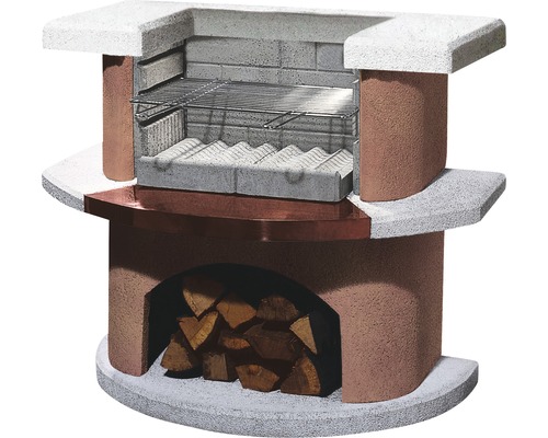 Steen barbecue met houtblokken