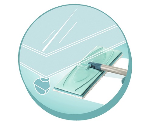 Illustratie van een dweil onder een meubelstuk