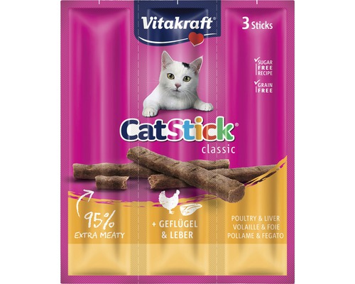 VITAKRAFT Kattensnack catstick mini gevogelte en lever 3 st