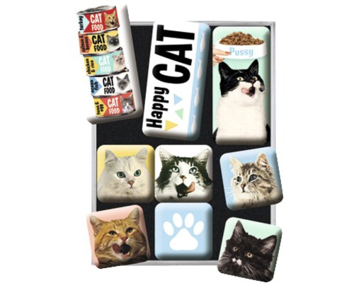 NOSTALGIC-ART Magneetset Happy cats 9 stuks