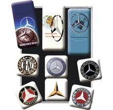 Verschillende Mercedes Benz logo''s in een collage